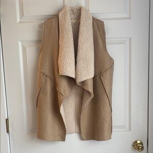 Cherish Tan and Cream Sherpa Vest